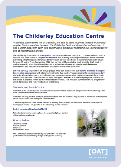 Childerley Centre flier